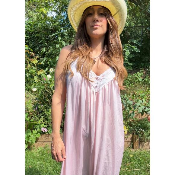 Vintage 80s Blush Lace Slip Dress – Cottagecore / Western Festival Vibes - Picture 4 of 9